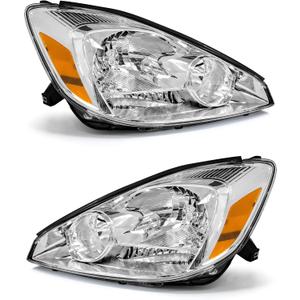for 2004-2005 Toyota Sienna Headlights Assembly Compatible with 04 05 Sienna Headlamp with Chrome Housing Amber Reflector Replacement Driver & Passenger Side
