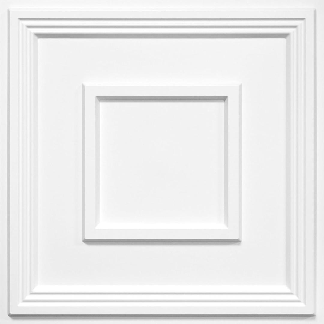 STICKGOO PVC Ceiling Tiles, 2'x2' Glue Up Ceiling Panel White to Prevent Breakage Cover 96 Sq. Ft, Pack of 24 Tiles, 24"x24"