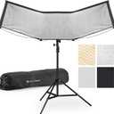 K&F CONCEPT 48"x26" Curved Reflector with Stand, Quick-Open, 4-in-1