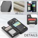 Compatible with iPhone 16 Pro 6.3" Wallet Case with Card Holder RFID Blocking for Women Men, Double Magnetic Clasp Kickstand Shockproof Phone Case Fit for iPhone 16 Pro, Black