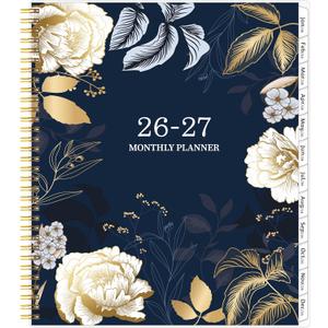 2026-2027 Monthly Planner, 2 Year Calendar Planner, Jan 2026 - Dec 2027, 8.5 x 11, Large Spiral Agenda, 24 Months, with Tabs Pocket, Flexible Cover, Organizer for Office Home School, Gold