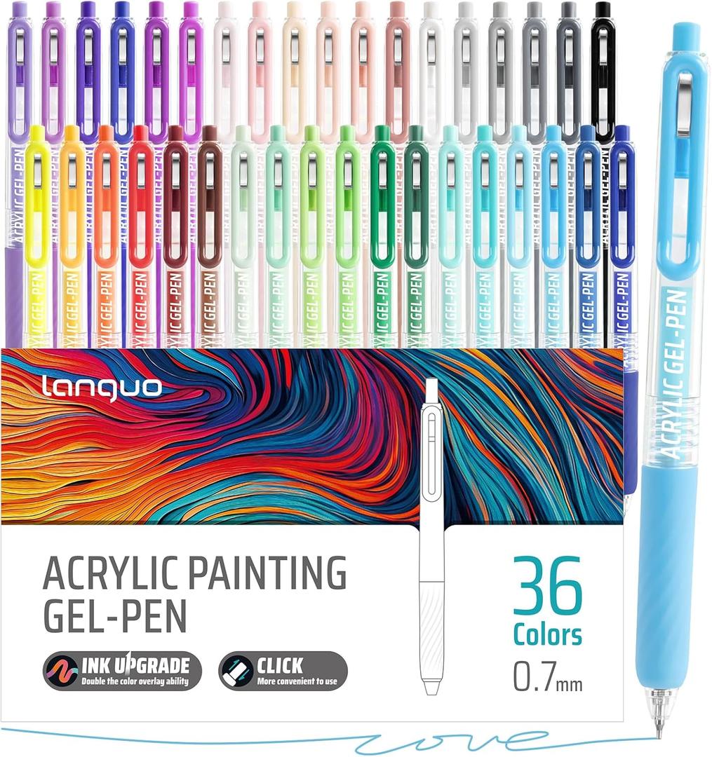 Gel Pens For Coloring, 36 Colors Retractable Colored Pens for Black Paper & White Paper, 0.7mm Fine Point Colorful Pens for Coloring, Writing, Drawing, Journaling, Note Taking, Office, Home (36PCS-Gift Set)