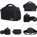 Cwatcun Waist Camera Case DSLR SLR Bag Sling Shoulder Camera Bag Water Resistant Pack for Camera Carrying Case for photographer Hiking Shooting Traveling Men Women