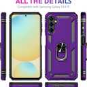 for Samsung Galaxy S24 FE Case with Screen Protector, Military Grade Rugged Shockproof Galaxy S24 FE 5G Heavy Duty Protective Cover for Samsung S24 FE Magnetic Ring Kickstand Phone Case (Purple)