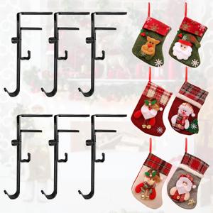 2-in-1 Fireplace Stocking and Garland Hanger  Adjustable, Heavy-Duty Mantel Hook, No Drill, Holds up to 20 lbs, 6 Garland Holders + 6 Stockings