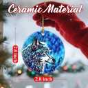 2 x Christmas Ornaments, Dodosky 2.8in Ceramic Wolf Ornament, Xmas Decor, Christmas Tree Ornaments, Xmas Decorations for Tree, Holiday Ornament, Gifts for Wolf Lovers, Gifts for Women Men