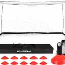 Storgem Soccer Goal,Soccer Net,Soccer Goals for Backyard,with Bow Frame,Collapsible Metal Base and 15 Training Cones