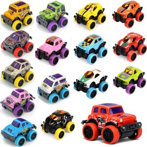 SUNPROUND 16Pcs Mini Monster Truck Toys,Pull Back Alloy Trucks Party Favors, Die-cast Race Cars for Boys Girls Easter Eggs Fillers Birthday Bulk Gift Stocking Stuffers