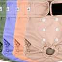 Female Dog Diapers 5Pcs - Premium Reusable Diapers for Doggie in Heat - Highly Absorbent Dog Diapers Female for Pet Incontinence with Adjustable Snaps,S (Morandi)
