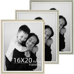 Frametory, 16x20 Photo Frame 3 Pack - Gallery Wall Frame Set - Cover With Plexiglass - Horizontal and Vertical for Wall - 16x20 - Mixed Colors