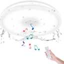 HOREVO Bathroom Ceiling Light Fixture, Waterproof IP65 18W LED Music Ceiling Lamp with Remote Control with Bluetooth Speaker, FCC and UL1598 Certified for Kitchen, Laundry, Hallway (Need Wired)