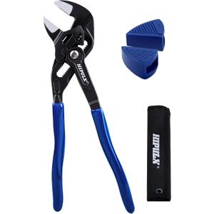 7-Inch Pliers Wrench with 2 Protective Covers - Professional Grade CRV Steel Adjustable Parallel Jaw Wrench with One-Click Resizing, Storage Pouch for All Types of Nuts, Water Pipes, etc
