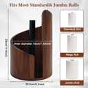 Wooden Paper Towel Holder, Round Standing Roll Organizer for Kitchen Countertop, Brown, 11.4 inches