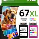 67XL Printer Ink Compatible for HP Ink 67 Replacement for HP67 67XL Ink Cartridges Black/Color Combo Pack Fit for DeskJet 2855e 2827e 4255e 2800e 2700e 2755e 4155e Envy 6000 6055e 6400 6455e Printer (2 Pack)