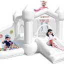 Causeair Inflatable White Bounce House with Ball Pit,Bounce Castle Indoor & Outdoor Use,Bouncy House with Blower for Kids 3-8, 103 inches x 113 inches x 70 inches