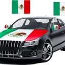 BBTO Set of 3 Mexican Flags Car Accessories, Included Mexico Flag Car Hood Cover, Side View Mirror Covers and Mexico Flag Universal Fit for Trucks, Suv