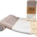 100% Cotton Turkish Beach Towels Great for Beach, Bathroom Towels Adult Travel Essentials Cruise Accessories Vacation Yoga Mat Soft Feel High Absorbent Sand Free Quick Dry (Apollania Blue Brown)