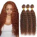 28 30 32 Inch Color #30 Human Hair Bundles Light Brown Water Wave Bundle Niegmeag Double Weft Peruvian Virgin Light Brown Wet and Wavy Bundle