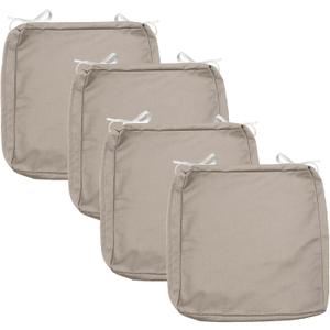 Sqodok Patio Cushion Covers, Waterproof Outdoor Cushion Covers Replacement, Patio Cushion Seat Slicovers for Sectional Sofa, Chair, Outdoor Wicker Patio Sofa (Tan, 18"x18"x2"-4 Pack-Cover ONLY)