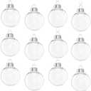 Clear DIY Christmas Baubles - 12 Pcs, 8 cm Hanging Balls - Transparent Fillable Baubles for Christmas Tree, Party, Wedding, Birthday, Home, Gift Box