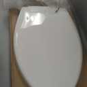 Mayfair Preston Easy to Clean Single Hinge Toilet Seat, Modern Slow Close Plastic Toilet Seat, Made in USA, Elongated, White