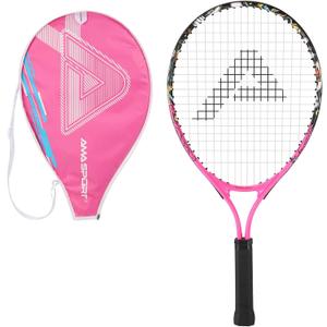 AMA SPORT Kids Tennis Racket for Junior Toddlers Starter Kit 17-25" Tennis Racquet for Girls and Boys with 420D Nylon Shoulder Strap Bag (23 inch, Graffiti Pink)