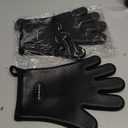 MAD SHARK Silicone Oven Mitts Heat Resistant 450°F,Waterproof & Non-Slip Oven Gloves with Fingers,Cotton Lined Silicone Oven Gloves Kitchen Mitts for Baking Cooking Barbecue,Women,Oven(Black)