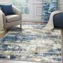 BEIMO Machine Washable Rug 8x10 Area Rugs for Living Room Bedroom, Large Navy Blue Beige Abstract Area Rug Soft Throw Rugs, Low-Pile Floor Carpet with Non Slip Rubber Backing