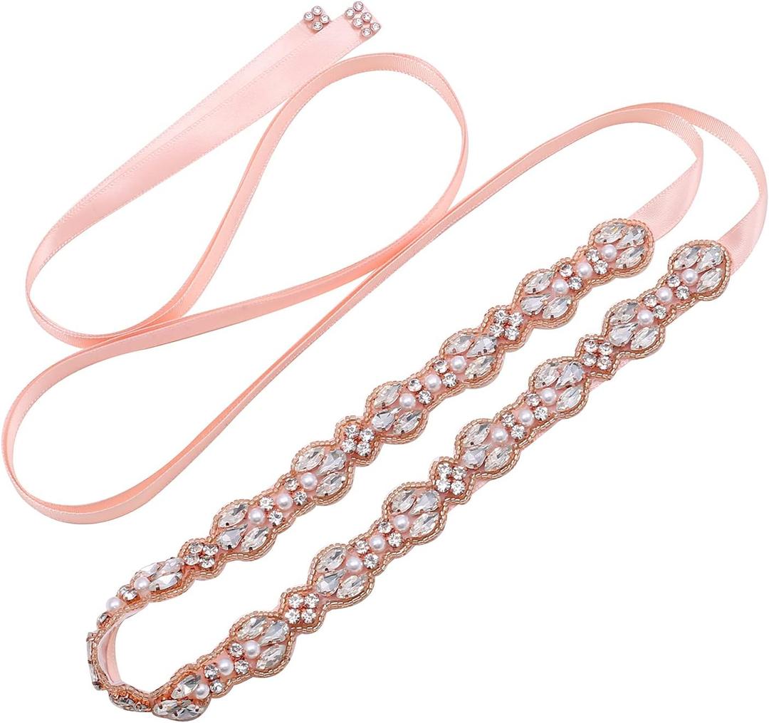 Women's Rhinestone Wedding Sash Belt Crystal Bridal Belts for Party Prom Evening Dresses Gown