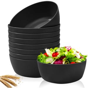 EI 8pcs Wheat Straw Bowls,28oz Reusable Cereal Bowls,Unbreakable Plastic Bowls,Premium Wheat Straw Bowls Set,Microwave and Dishwasher Safe Lightweight Fruit/Salad/Soup Bowls for Picnic,Halloween