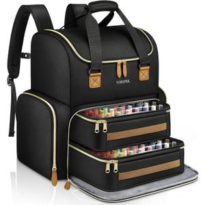 YOREPEK Extra Large Nail Polish Organizer Case Backpack Holds 96 to 100+ Bottles(15ml/0.5 fl.oz) UV Nail Lamp,Nail Organizers and Storage with 2 Removable Pouches Fits Nail Stuff,Gift for Manicurist