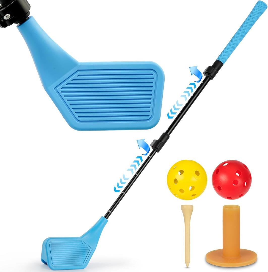 VntB Kids Toy Golf Clubs, Left/Right Handed 17-31 inches Set Adjustable Telescopic Height Golf Set,Indoor Outdoor Sport Toy for Kids Ages 3+,Blue