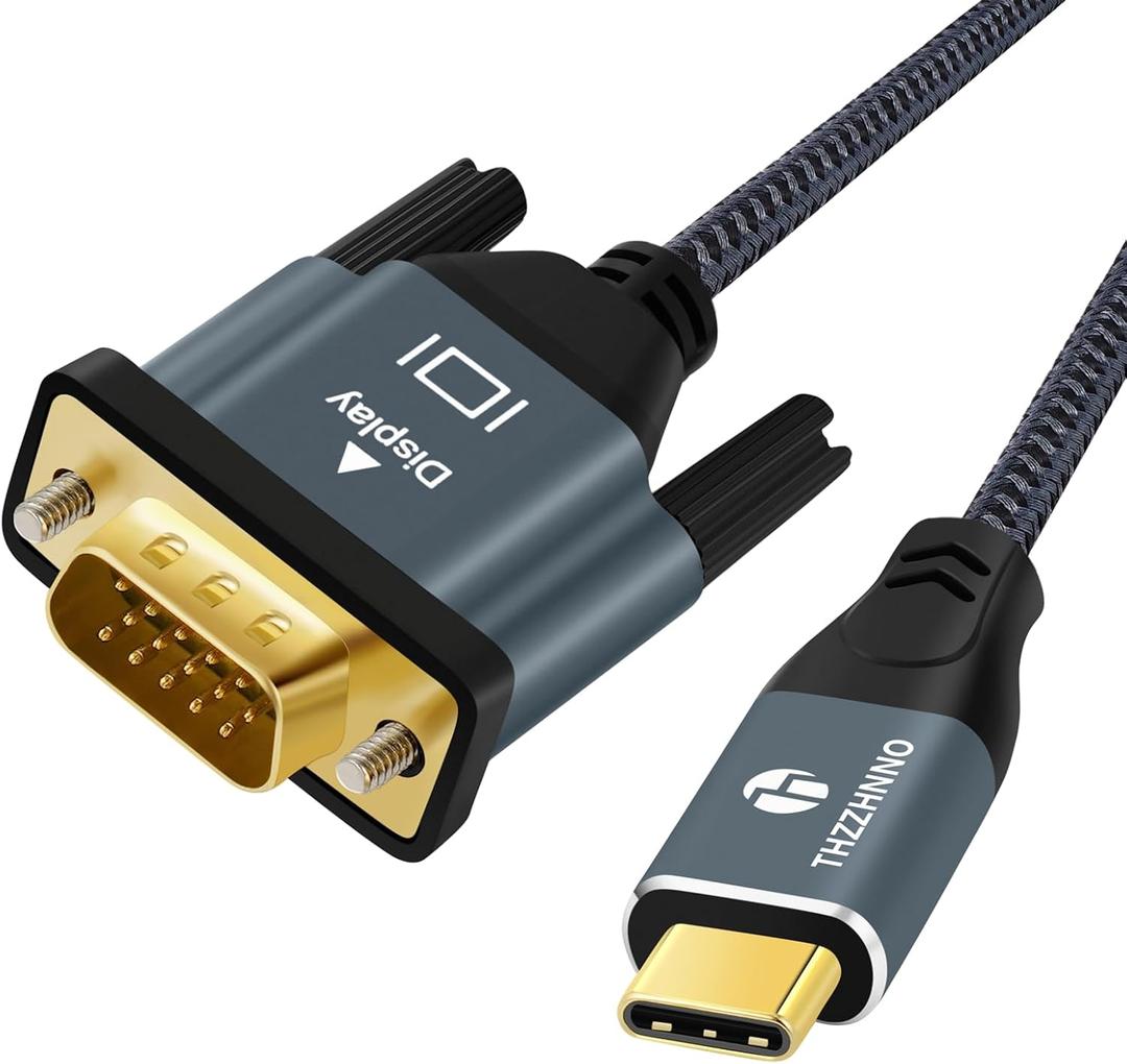 USB C to VGA Cable 10FT, USB Type C to VGA Conversion 1080P@60Hz for Laptops, Mobile Phones, Tablets HDTVDisplays and Projectors