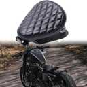 DREAMIZER Motorcycle Seat Cushion Driver Solo Seats with Spring Bracket PU Leather Compatible with Harley Honda Yamaha Kawasaki Sportster Iron 883 1200 Chopper Bobber Cafe Racer (Black,Rhombic)