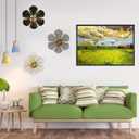 3 x 8 Inch Large Metal Flower Wall Art Multiple Layer Home Decor for Outdoor Bedroom Living Room Office Garden Set of 3