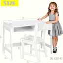 UTEX Kids Desk and Chair Set, Study Desk for Kids with Storage Bins, Wooden Children Study Table, Student Writing Desk for Bedroom & Study Room (1 Open & 1 Drawer)