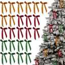 3 x 24 Pcs Satin Ribbon Bows, Christmas Tree Bows Wreath Bows Tree Topper Bow for Door Windows Garland Xmas Home Wedding Decorations Indoor Outdoor (DarkRedDarkGreenKhaki)