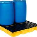 Eagle Square 4 Drum Spill Platform with Forklift Pockets, 52.5"x51.5"x6.5", 60 Gallon Sump, 10,000 lbs. Load Capacity Containment Tray, Made in USA, Yellow, 1634