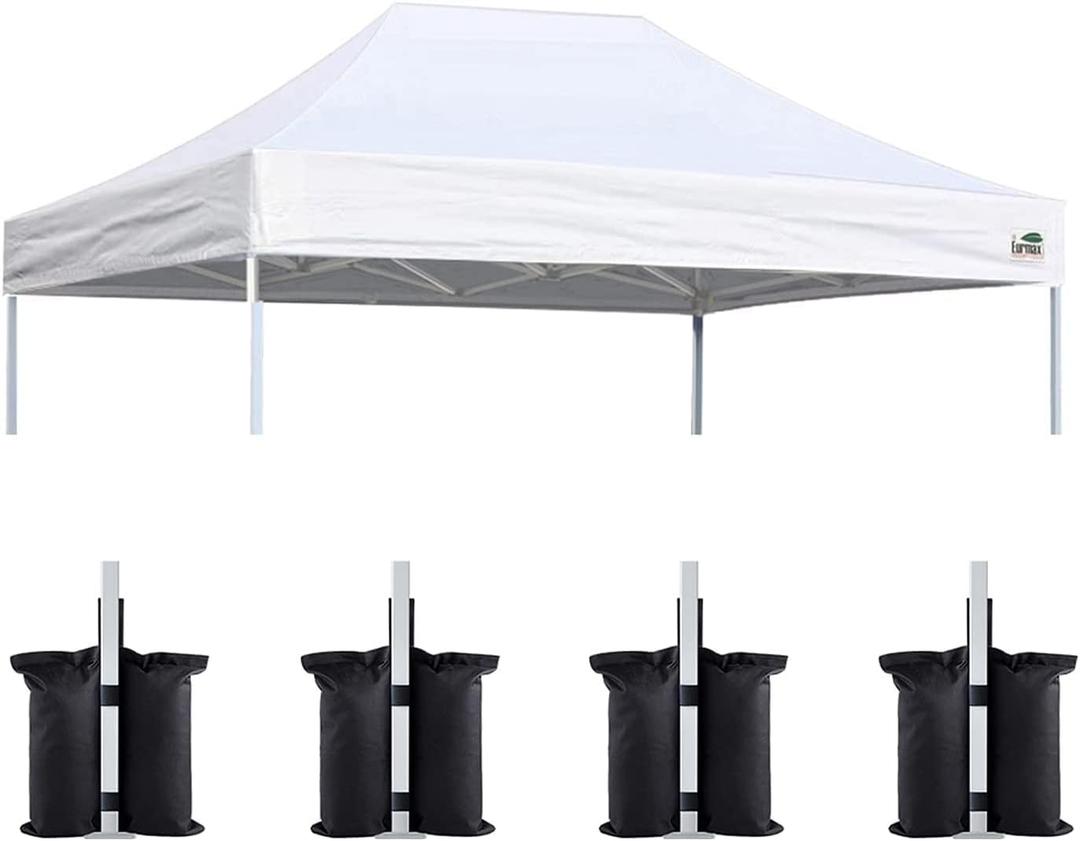 Eurmax USA 8x12 Pop Up Canopy Replacement Top,Universal Instant Canopy Cover ONLY,Heavy Duty UPF 50+ UV Protection,Water & Wind Resistant Tarp,Bonus 4 Sand Bags (White)