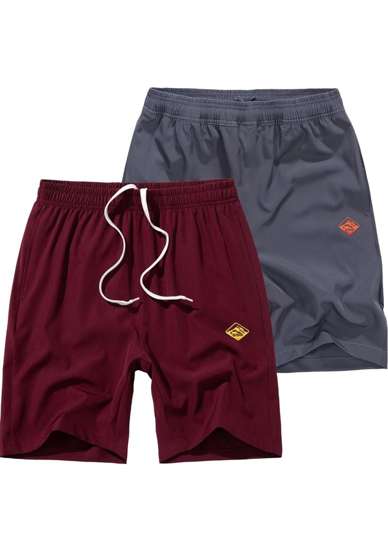 Vcansion 2 Pack Men's Outdoor Lightweight Hiking Shorts Quick Dry Sports Casual Running Shorts with Pockets L