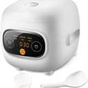 COMFEE' Mini Rice Cooker 4 Cups Cooked/2 Cups Uncooked, Portable Non-Stick rice maker, 24 hours Timer Delay, 6 Functions, Fast Cooker, Brown Rice, Oatmeal, White (2 Cups_Electronic White)