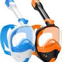 Full Face Snorkel Mask, Snorkeling Gear for Adults Kids with Latest Dry Top Breathing System and Detachable Camera Mount, with 180 Degree Panoramic View