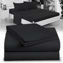 100% Microfiber Double Brushed Sheet Set - Extra-Soft & Wrinkle-Free - 3 PC Set ( King, Black)