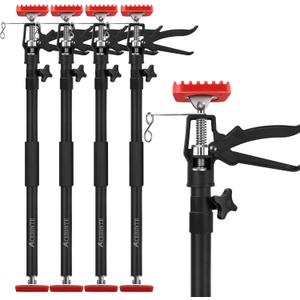 4PK Support Pole, Steel Telescopic Quick Adjustable 3rd Hand Support System, Support Rod, Supports up to 154 lbs Construction Rods for Cabinet Jacks Cargo Bars Drywalls Extends from 50 Inch to 118 Inch