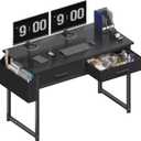 DLisiting Computer Desk with Fabric Drawers for Home Office Bedroom, 40 Inch Small Gaming Desk with 2 Drawers, Study Writing Table PC Desks, Black