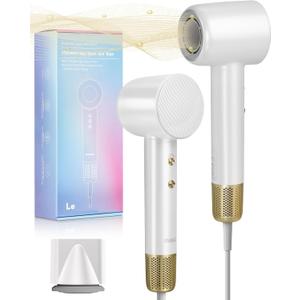 Ionic Hair Dryer - Mera M3, Professional Frizz-Fighting Blow Dryer, 5-Minute Fast Drying, Quiet Lightweight Travel Hairdryer with Snap-On Concentrator for Women (White)