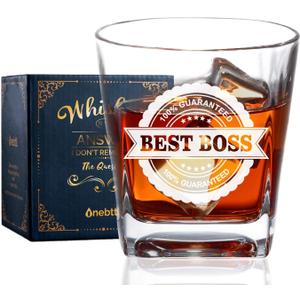 Onebttl Boss Gifts for Men, Whiskey Glass, Old Fashioned Glass, Perfect Idea for Men/Male in Boss Day, Birthday, Christmas, Appreciation, Office-BEST