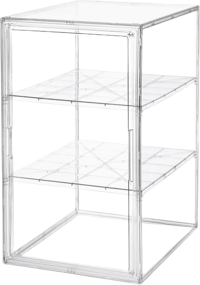 Jumbo Convertible Acrylic Display Case - 3-Tier or Open Space for 6"-18" Collectibles, Magnetic Door Removable Shelves for Statues & Plush Dolls (Extra Large 3-Tier (14.5"x11.5"x19.6"))
