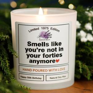 2 x 50th Birthday Gifts for Her, 50th Birthday Decorations for Women Men Card Happy Cool Scented Candles for Best Friend Sister Mom Husband Wife 50 Year Old Gifts for Woman Men