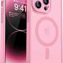 CANSHN Magnetic Compatible with iPhone 14 Pro Max Case, Upgraded [Full Camera Protection] [Compatible with Magsafe] [Translucent Matte] Shockproof Protective Phone Case Cover 6.7 Inch - Pink